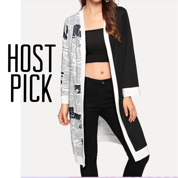 Boutique Tops - Newspaper Print Kimono